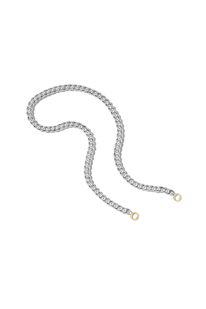 Rolling Curb Chain Necklace - Silver w/ Yellow Gold Loops
