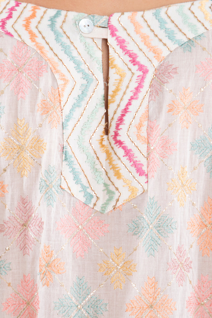 Rose Cotton Embroidered Dress