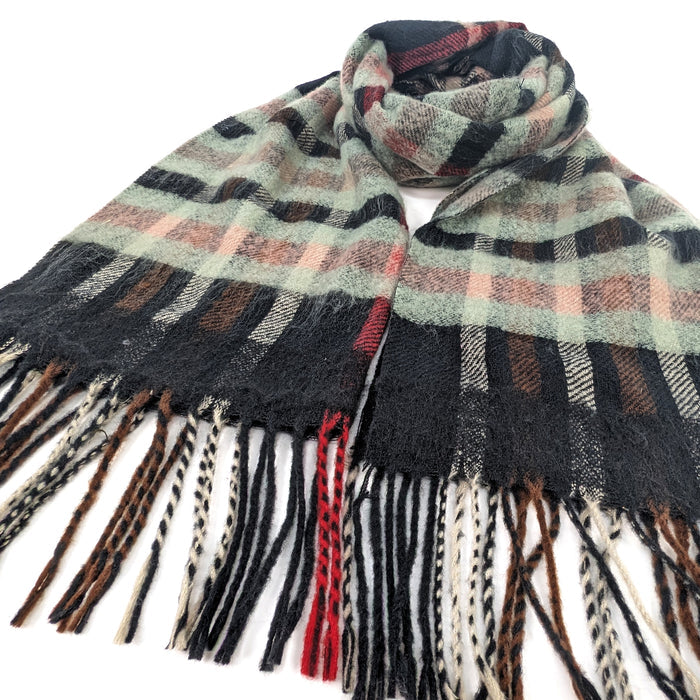 Ruen - Check Unisex Scarf (60x200cm) - Black/Sage