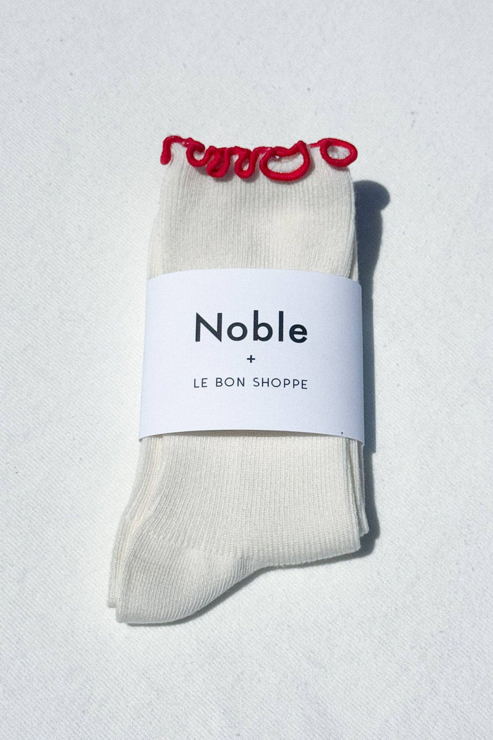 Ruffled Modal Socks - Paprika / Brown Edge
