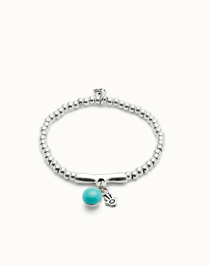 Ser Fascinante Bracelet with Turquoise Murano Glass and Hamsa Large