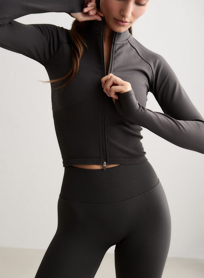 Shadow Grey Shape Seamless Zip Jacket