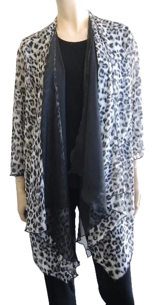 Shelz Leopard Print Chiffon Jacket