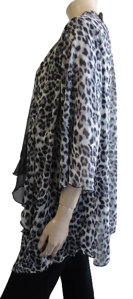 Shelz Leopard Print Chiffon Jacket