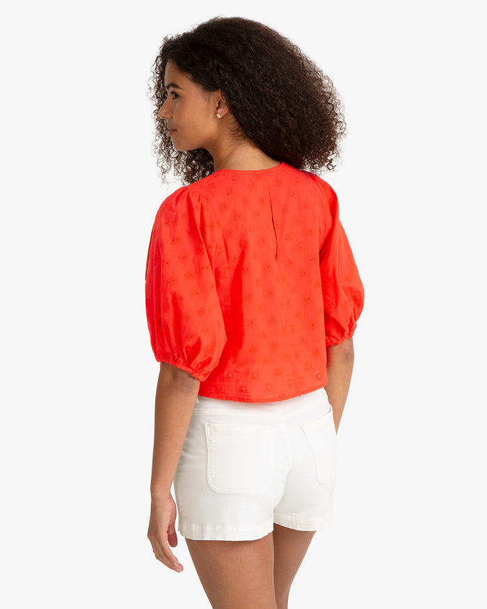 Short Sleeve Top in Embroidered Flower