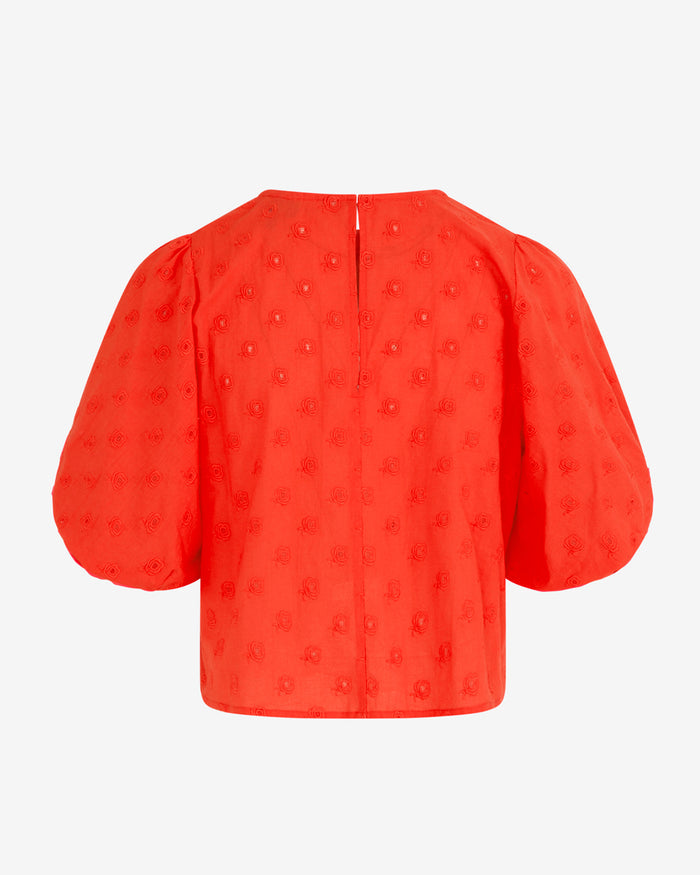 Short Sleeve Top in Embroidered Flower