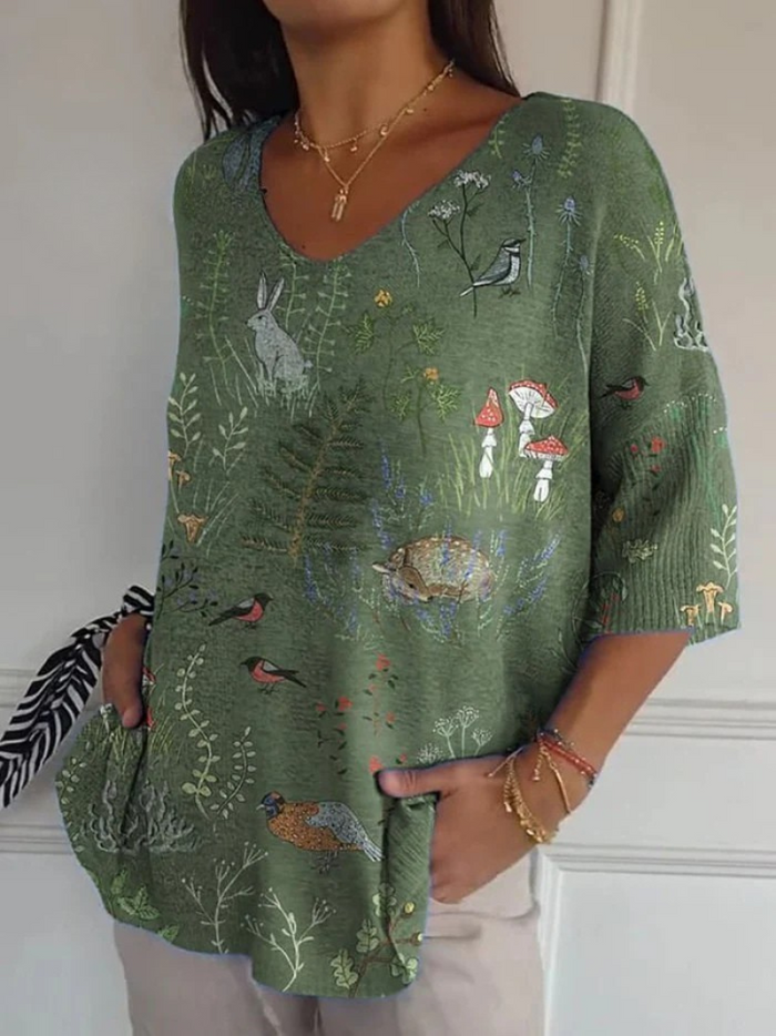 Sierra™ | Forest & Wildlife Repeat-Pattern Knit Top