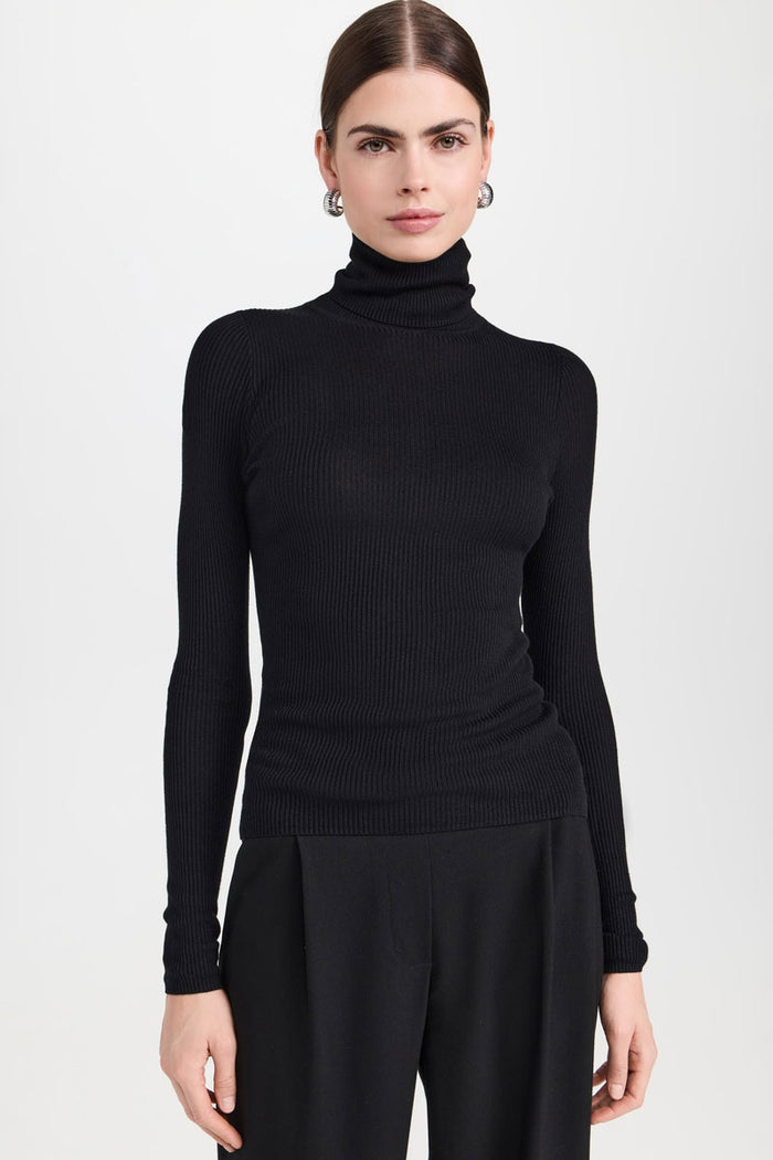 Silk Sweater Layering Turtleneck - Black