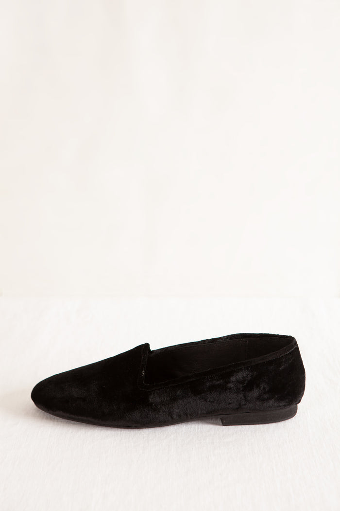 Silk Velvet Black Babouche