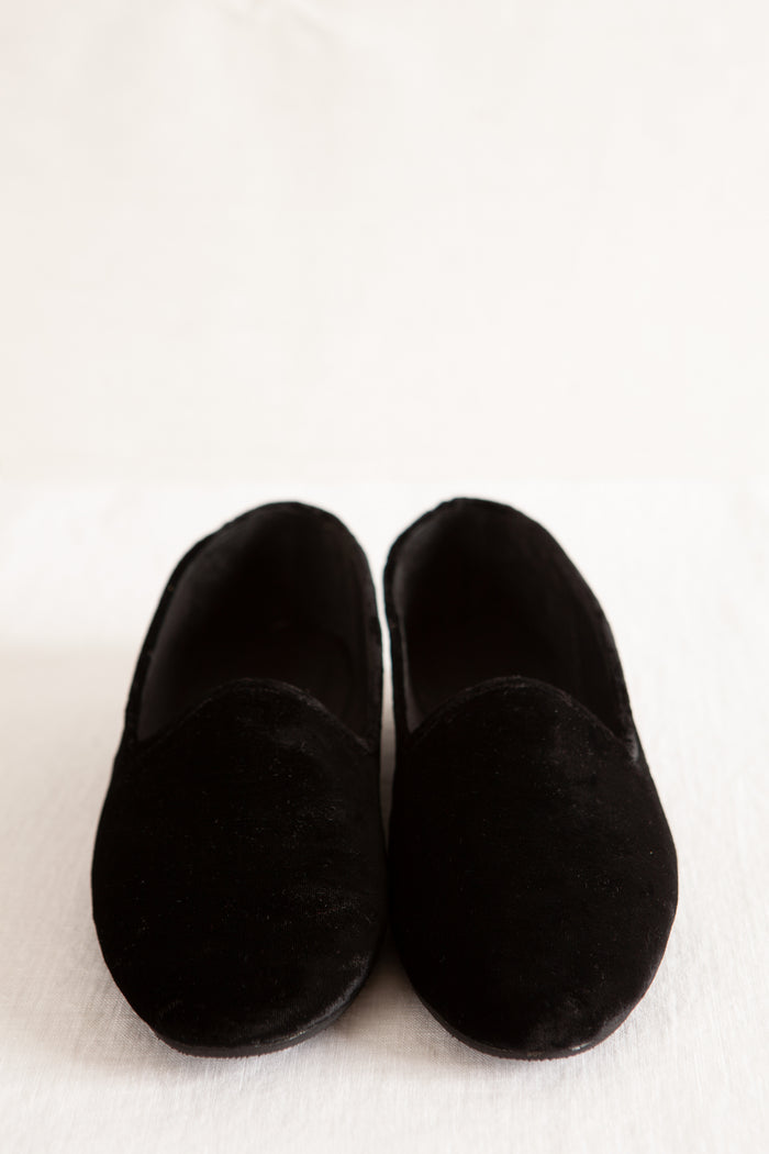 Silk Velvet Black Babouche
