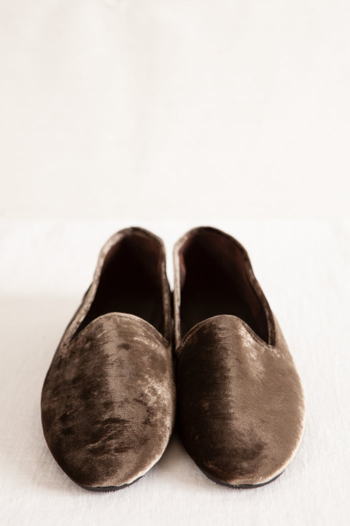 Silk Velvet Brown Babouche