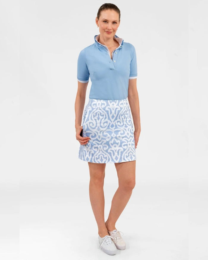 Gretchen Scott - Skippy Skort - Light Blue Arabesque