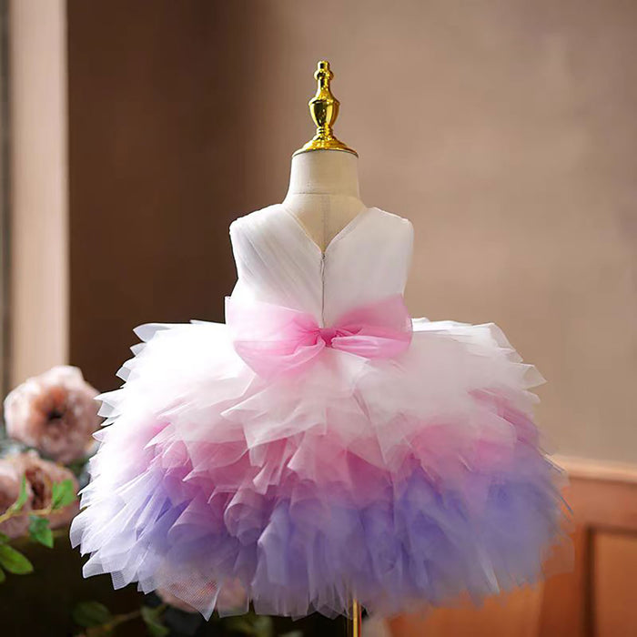 Sleeveless Pearled Flower Girl Dress Knee-Length J558