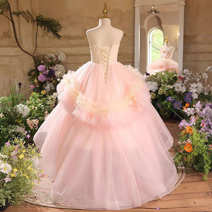 Sleeveless Sequined Flower Girl Dress With Tailing D042