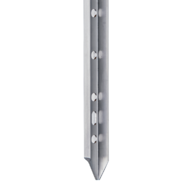 Aluminium stake with multiple holes