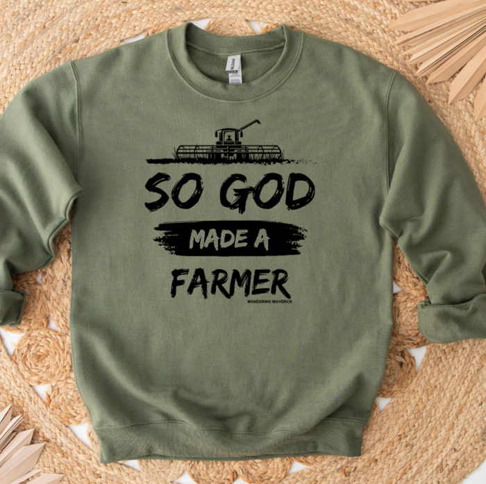 So God Made A Farmer Black Ink  – Crewneck