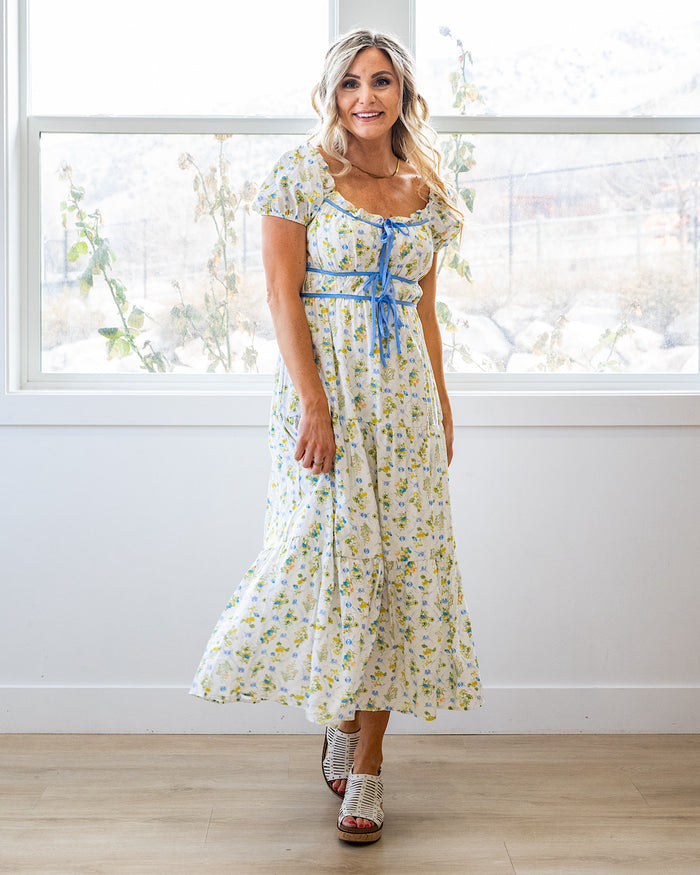 So Sweet Floral Print Midi Dress - Blue Multi FINAL SALE Mine
