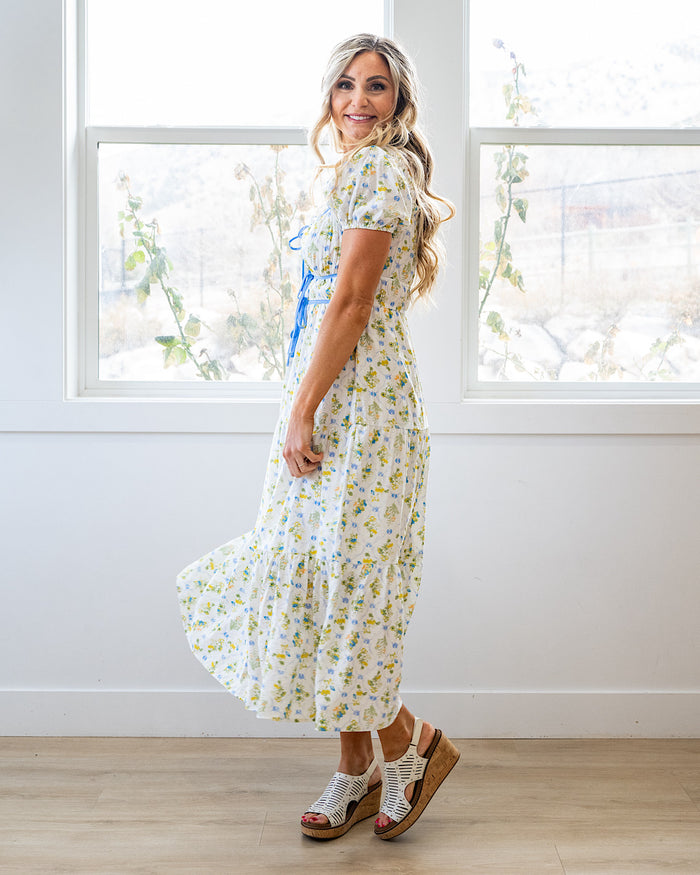 So Sweet Floral Print Midi Dress - Blue Multi FINAL SALE Mine