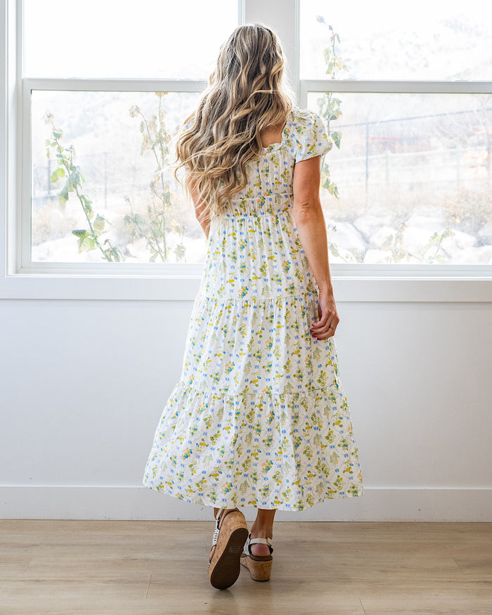 So Sweet Floral Print Midi Dress - Blue Multi FINAL SALE Mine