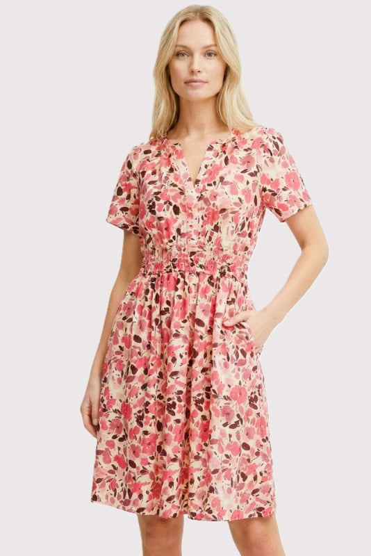 Split Neck Floral Dress