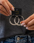 Stainless Steel Mesh Chain Hoop Earrings - Silver Trendy Wholesale
