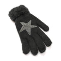 Star Faux Fur Gloves Black