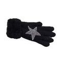 Star Faux Fur Gloves - Grey