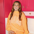 Stitch Mockneck Terry Cloth Top Orange