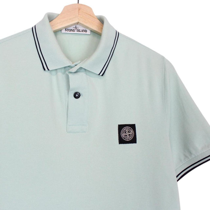 Stone Island Mint Green Short Sleeve Compass Cotton Polo Shirt