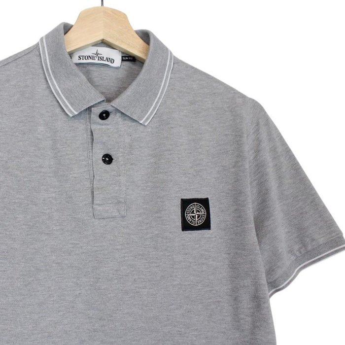 Stone Island Grey Short Sleeve Compass Cotton Polo Shirt