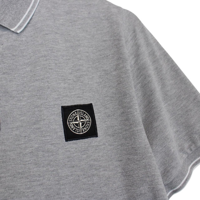 Stone Island Grey Short Sleeve Compass Cotton Polo Shirt