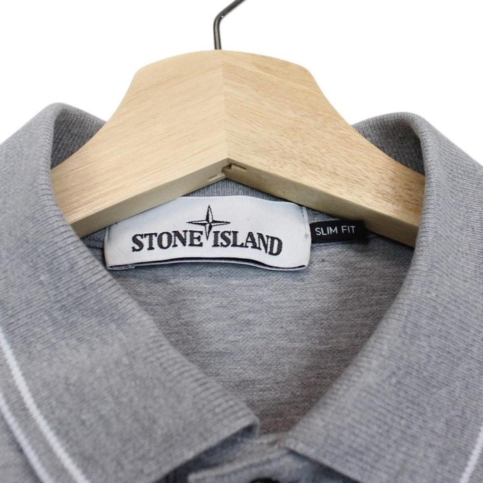 Stone Island Grey Short Sleeve Compass Cotton Polo Shirt