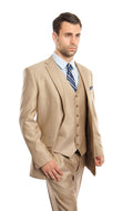 Stone Solid Shiny Sharkskin 3-PC Regular Modern Fit Suits For Men - Giorgio's Menswear