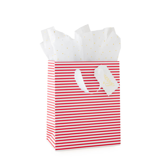 Sugar Paper - Christmas Gift Bag Set, Red Stripe