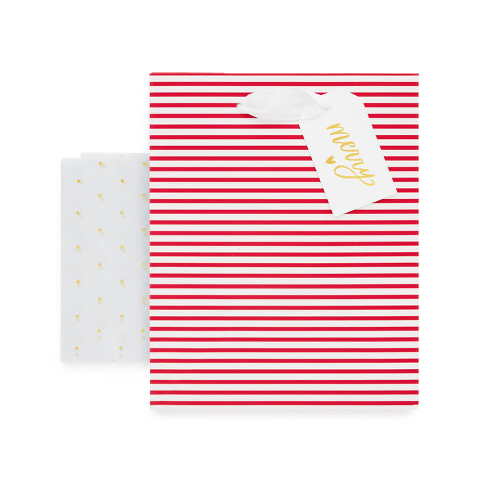 Sugar Paper - Christmas Gift Bag Set, Red Stripe