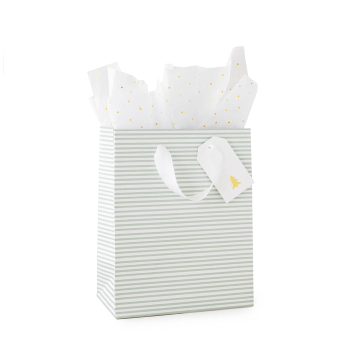 Sugar Paper - Gift Bag Set, Green Stripe