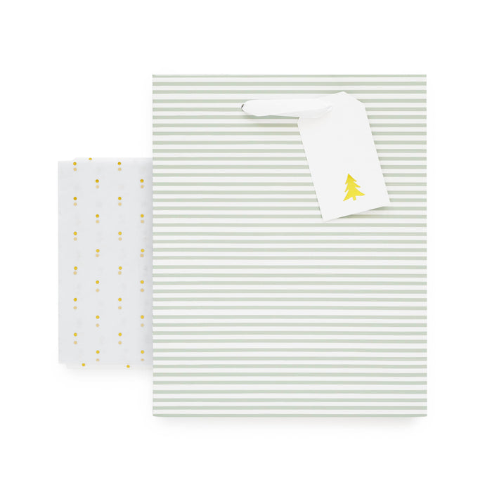 Sugar Paper - Gift Bag Set, Green Stripe