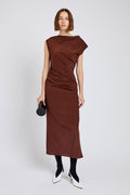 Tasa Dress In Silk Viscose - Mahogany
