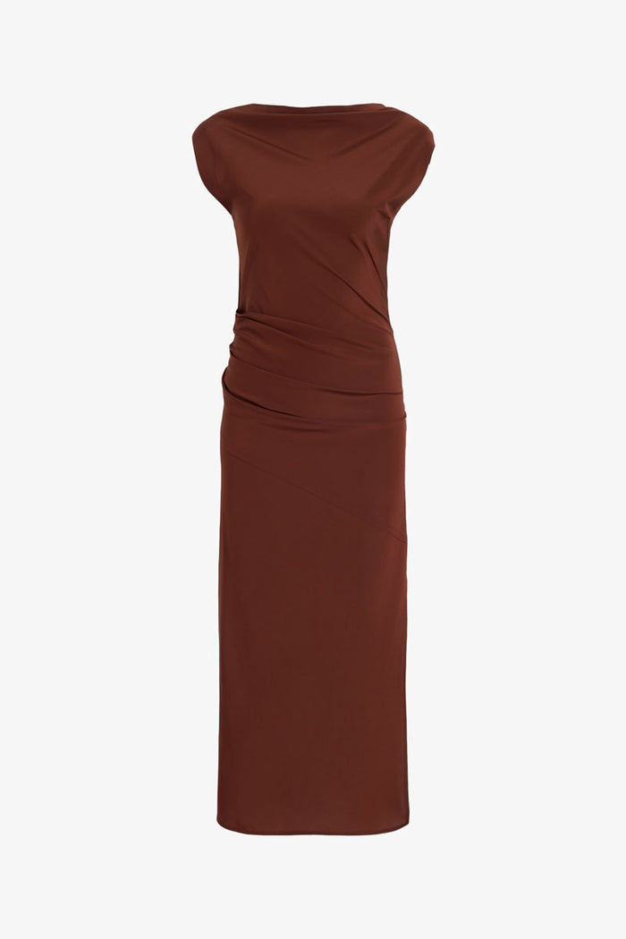 Tasa Dress In Silk Viscose - Mahogany