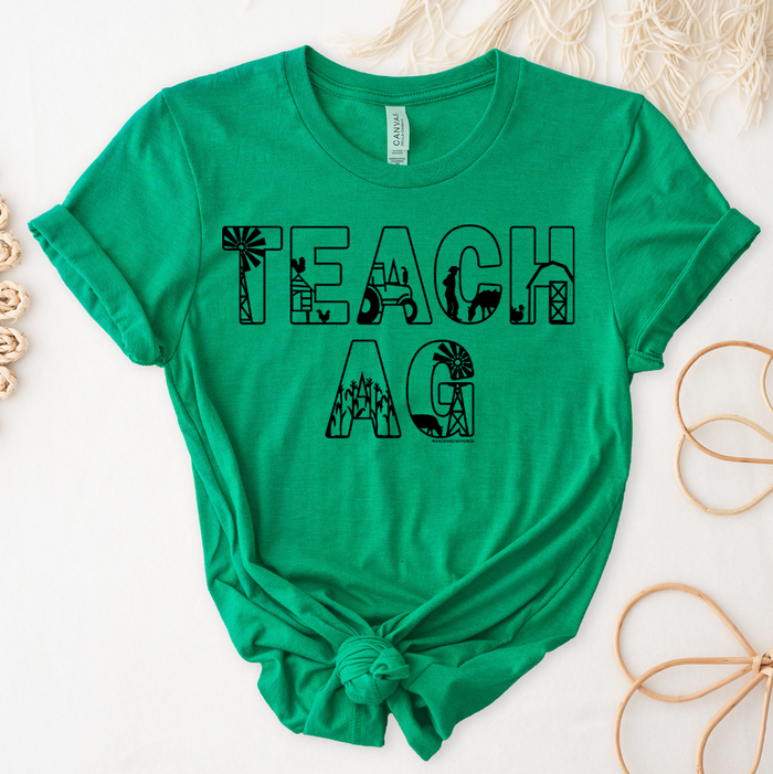 Teach Ag Outline Black Ink  – Bella Canvas T-Shirt