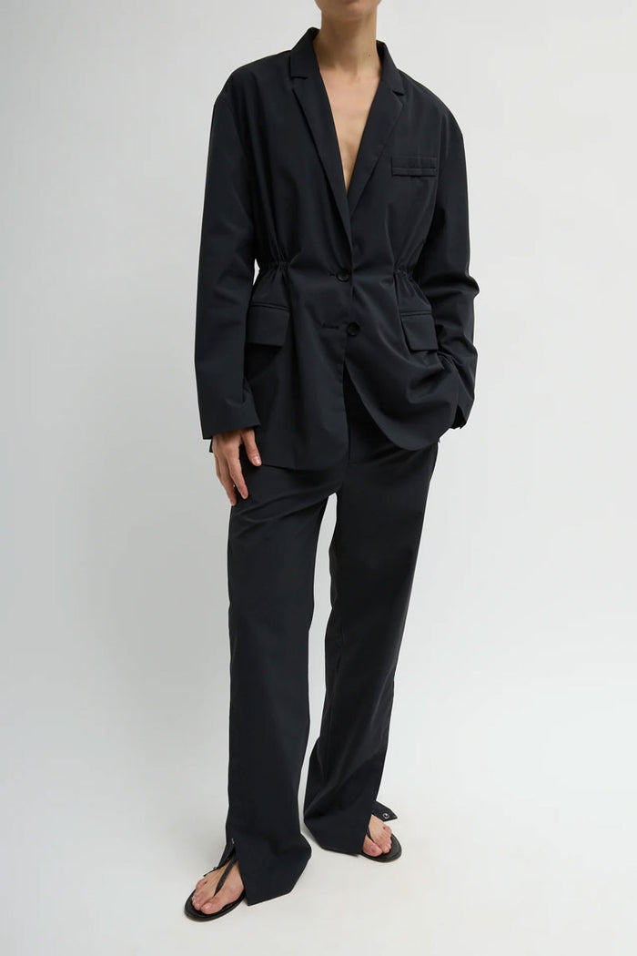 Tech Suiting Anorak Blazer With Zip Off Vest - Black