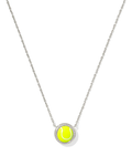 Tennis Short Pendant Necklace Chartreuse Silver