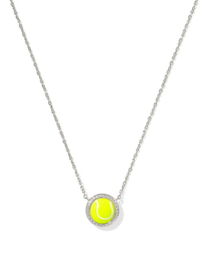 Tennis Short Pendant Necklace Chartreuse Silver
