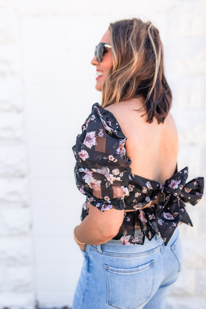 The Chloe Flower Tie Top [Buddy Love] - One Eleven Olive Boutique