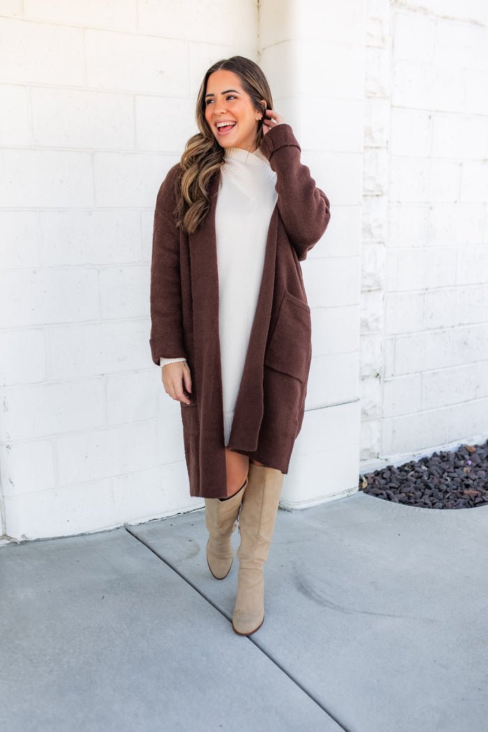 The Lana Duster Cardigan - Chocolate - One Eleven Olive Boutique
