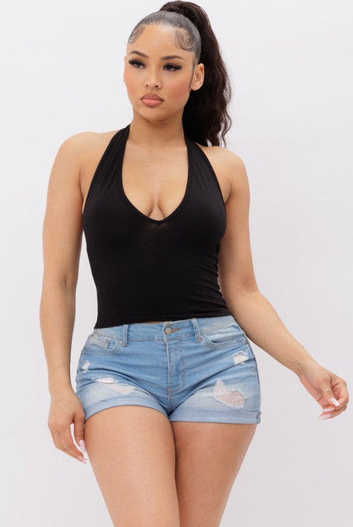 Tia.....Cotton Halter Crop Top JNK Apparel