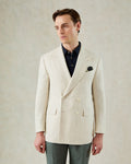 Tilman Silk Linen Cotton Polyamide Double Breasted Blazer Cream