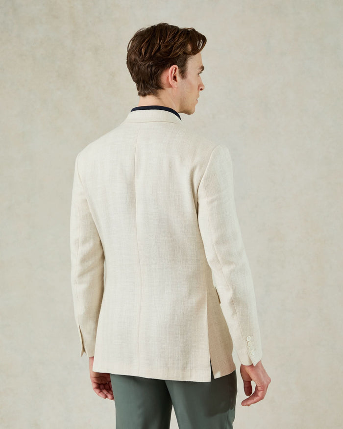 Tilman Silk Linen Cotton Polyamide Double Breasted Blazer Cream
