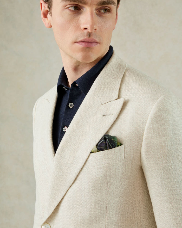 Tilman Silk Linen Cotton Polyamide Double Breasted Blazer Cream