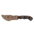 Brown knife with a tactical design on a white background